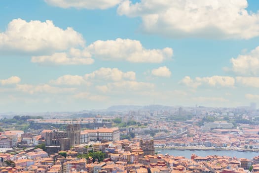 Spectacular view of the city of Porto on a sunny summer day