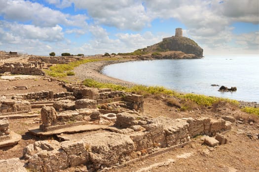 Photo of the Ancient Phoenician city of Nora. Sardinia, Italy