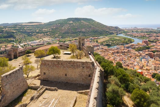 Panoramic view of Bosa from Malaspina Castle. Sardinia, Italy