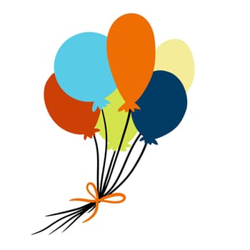 hand drawn illustration of green yellow pink blue orange hot air balloons. Design clipart for party celebration festive holiday festival birthday cards invitations. For kids children art