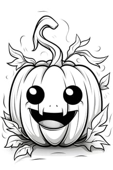 A cute cartoon pumpkin with a big smile, perfect for Halloween decorations or illustrations.