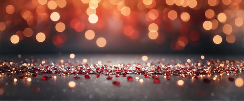 Abstract diffused festive holiday background of Christmas lights . Horizontal wallpaper. Copy space. used for digital decorative backgrounds, cards and holiday promotions.