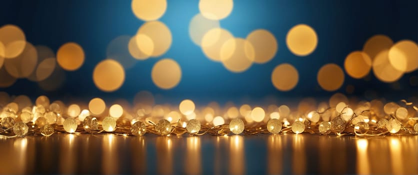 Abstract diffused festive holiday background of Christmas lights . Horizontal wallpaper. Copy space. used for digital decorative backgrounds, cards and holiday promotions.