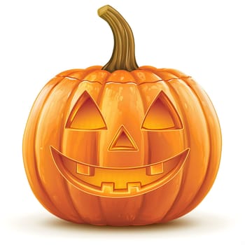 A smiling carved pumpkin jack o'lantern, a classic symbol of Halloween.