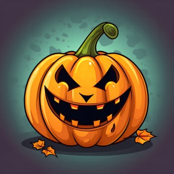 A classic Halloween jack-o'-lantern with a scary grin and sharp teeth.