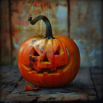 A carved pumpkin with a scary face, ready to celebrate Halloween.
