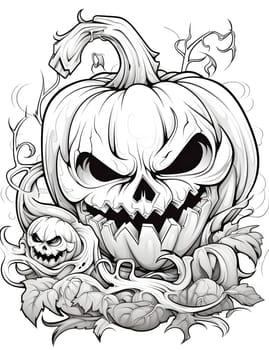 A spooky jack-o'-lantern with a menacing grin, perfect for Halloween decor.