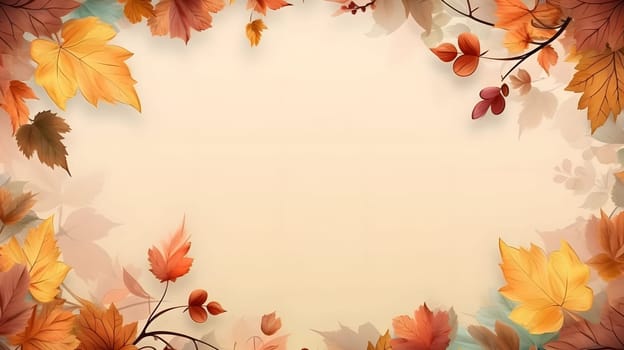 A beautiful image of autumn leaves arranged in a frame-like border.