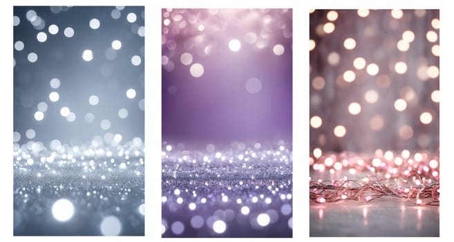 Festive blurred festive abstract background of Christmas lights . Space for text .Vertical decorative wallpaper. Used for digital backgrounds, cards and social media stories.