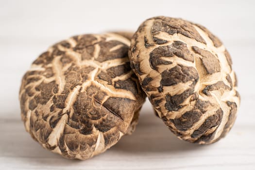 Dried shiitake mushroom isolated on white background.