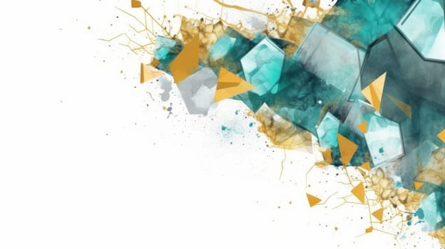 Abstract watercolor artwork mixed with buzzy geometric shapes for background of social media banner generative AI image