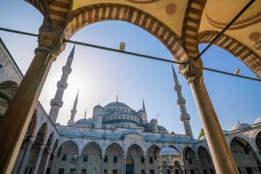 The Sultanahmet Mosque (Blue Mosque) in Istanbul, Turkey at sunset