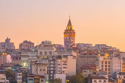 Downtown Istanbul skyline cityscape of Turkey with Galata Tower