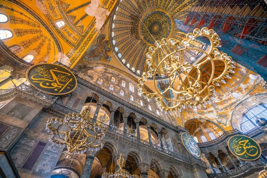 Istanbul, Turkey - September 21, 2017 : Interior of  Hagia Sophia in Istanbul, Turkey 