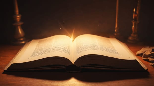 As the sun begins to rise, warm rays illuminate the open pages of a book, revealing carefully printed words filled with knowledge, inviting readers to explore its depths.