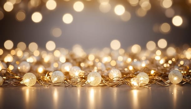 Abstract diffused festive holiday background of Christmas lights . Horizontal wallpaper. Copy space. used for digital decorative backgrounds, cards and holiday promotions.