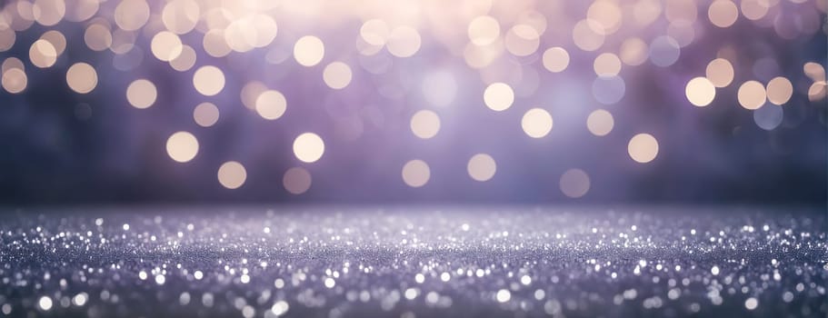 Panoramic abstract bokhe background with Christmas decorations. Copy space. Used for digital backgrounds,graphic resources for invitations and products ads.