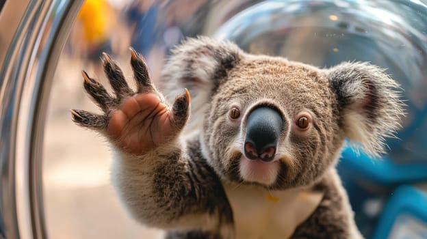 Curious koala reaching out with its paw, showcasing its playful nature.