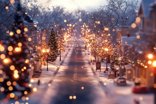 a vibrant realistic photo of a small town christmas holiday street during the daytime with snow and lights, Merry Christmas concept --ar 3:2 --v 6.1 Job ID: 8c0bc6c8-ffe8-475c-b1bc-4fdaace80762