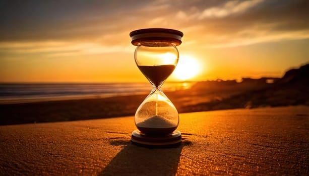 Sands of Time.A timeless hourglass, its grains of sand slowly slipping away.The image symbolizes the passage of time, the fleeting nature of moments, and the inevitable march of destiny.