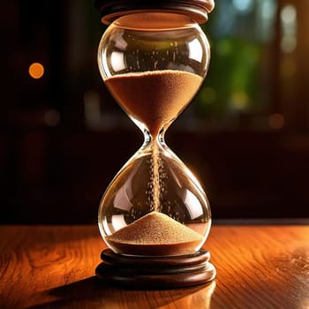 Sands of Time.A timeless hourglass, its grains of sand slowly slipping away.The image symbolizes the passage of time, the fleeting nature of moments, and the inevitable march of destiny.