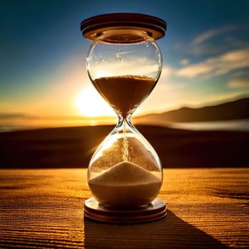 Sands of Time.A timeless hourglass, its grains of sand slowly slipping away.The image symbolizes the passage of time, the fleeting nature of moments, and the inevitable march of destiny.