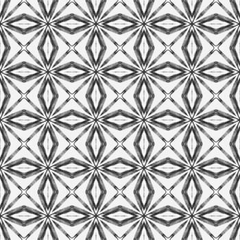 Textile ready terrific print, swimwear fabric, wallpaper, wrapping. Black and white ravishing boho chic summer design. Ethnic hand painted pattern. Watercolor summer ethnic border pattern.