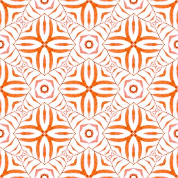 Exotic seamless pattern. Orange gorgeous boho chic summer design. Summer exotic seamless border. Textile ready classy print, swimwear fabric, wallpaper, wrapping.