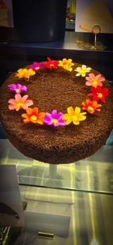 beautifully crafted and very delicious colorful decorated baked sweet tasty party cakes or catering cakes for party, bar dessert selection with cake,catering banquet, coffee break buffet at a conference content good for multimedia content creation