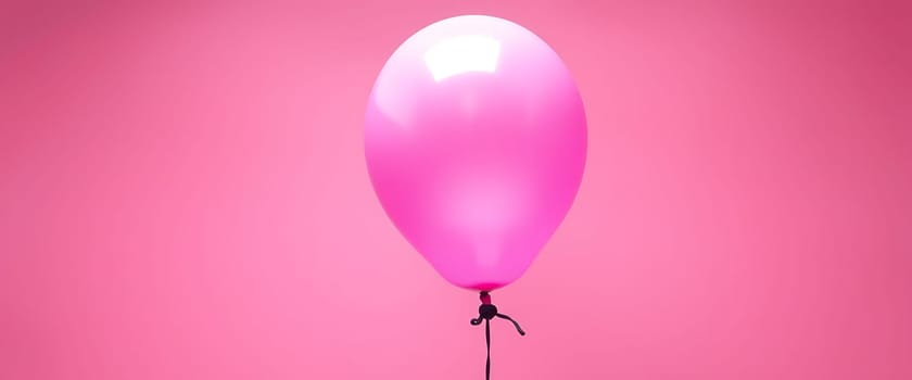 A single, vibrant pink balloon floats against a backdrop of the same color, creating a mesmerizing, almost hypnotic effect. The balloon's smooth surface reflects light, adding depth and a touch of ethereal beauty to the scene. The simplicity of the composition highlights the balloon's playful charm and evokes a sense of lightheartedness and joy.