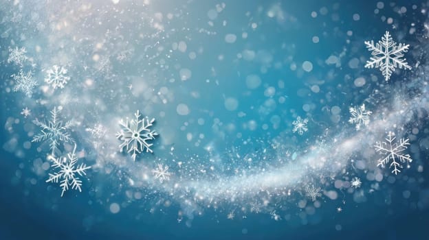 Beautiful Blue and White Winter Wonderland Background with Falling Snowflakes for Holiday Occasions.