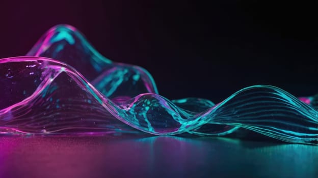Stunning Vibrant Blue and Pink Abstract 3D water of a Futuristic Surface Design.