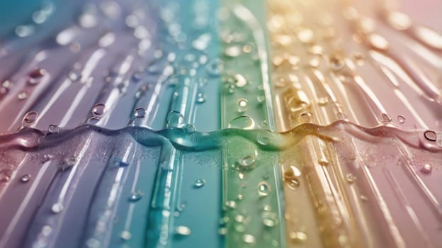 Beautifully Rippled Water Texture Displaying a Vibrant Rainbow of Colors in a Stunning Visual Effect.