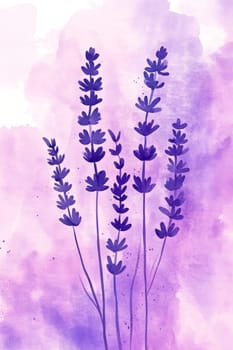 Flowers painted with purple watercolor on white background. High quality photo