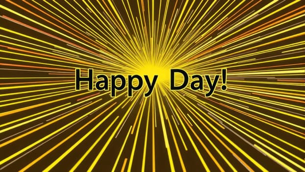 Yellow graphic starburst background with the words happy day!