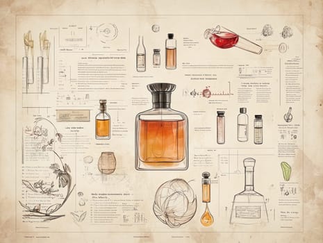 An informative infographic outlining various herbal extracts with illustrations of bottles, preparation methods, and traditional uses, set in a vintage apothecary style.