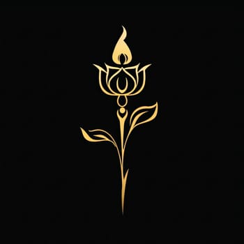 This logo showcases a beautifully crafted gold flower design with a flickering flame at the center, set against a black backdrop, illustrating the essence of a cozy candle shop.