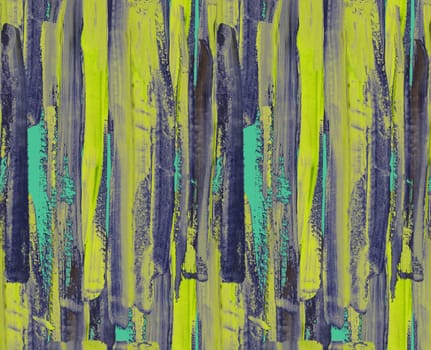 drawn pattern with vertical irregular bright and dark blue stripes painted in gouache on a dark blue background in a naive style for textile