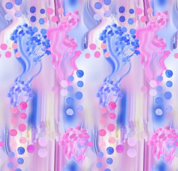Abstract blurred floral seamless pattern. Bleeding meadow spring flowers. Watercolor paints texture. Trendy botanical design.