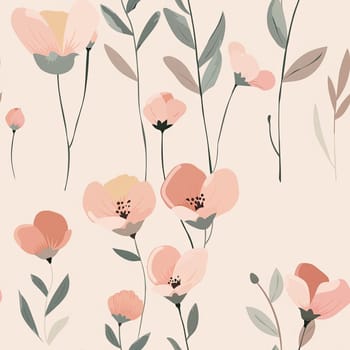 A delightful arrangement of flowers and leaves in soft hues on a light backdrop showcases nature's beauty, ideal for home decor or design projects.