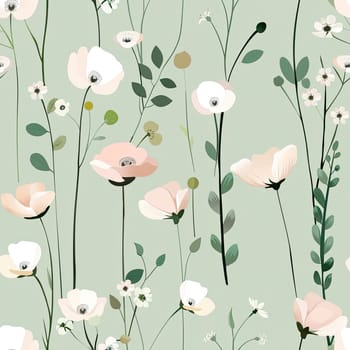 The artwork showcases a charming floral pattern with various delicate flowers and greenery against a soft green backdrop, perfect for textiles.