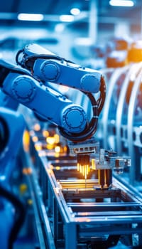 Precision assembly in automated manufacturing plant ai robots at work, engineer s view
