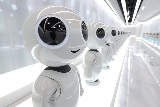Empty nursery with bright room where robots provide care for babies without human presence