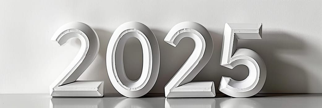 Bold 2025 number on white background, symbolizing new year and future concepts with trend forecast