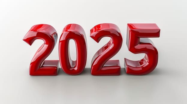 New year 2025 on clean white background for new year or future themed concepts