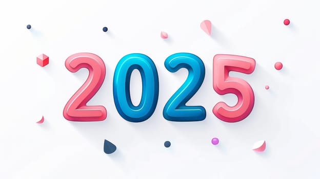 Bold 2025 number on white background for new year or future concepts, modern flat illustration