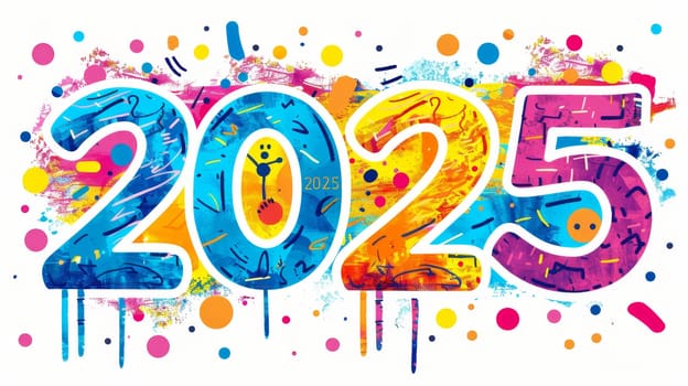 New year 2025 on white background for new year or future concepts in flat illustration