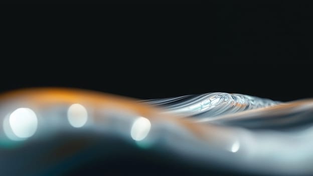 Blurred blue and orange lights blend in a mesmerizing wavy pattern against a dark background. Evoking speed and movement. Capturing a modern. Futuristic aesthetic perfect for technology. Communication