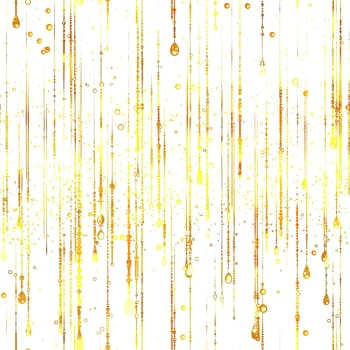 Golden droplets descend against a bright white backdrop, forming a lively pattern that evokes feelings of happiness and warmth. The delicate lines enhance the artistic appeal.