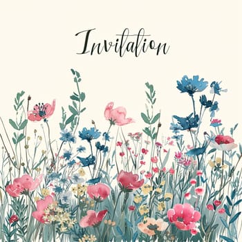 Delicate wildflowers in vibrant hues create an inviting backdrop for a special event. The design emphasizes a celebratory theme, perfect for spring occasions.